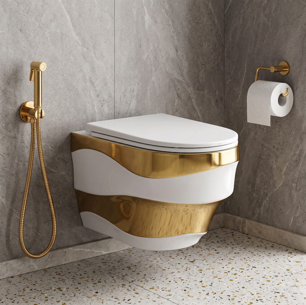 White Gold Art Wall Hang Luxury Commode – WHT-SE03