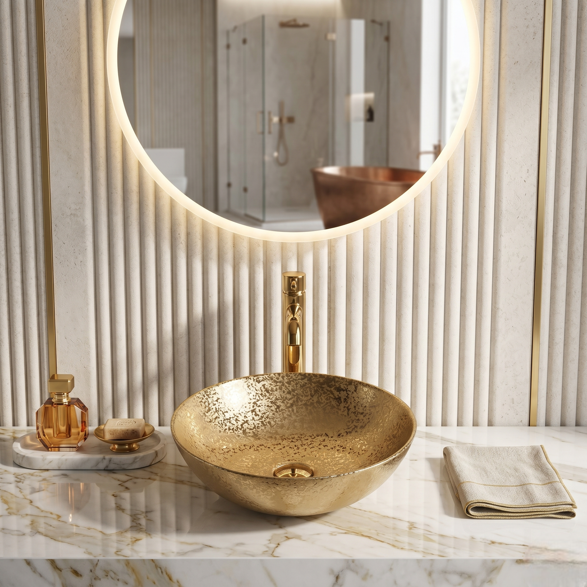 Textured Gold Art Luxury Vanity Bowl – ABWBMIX02