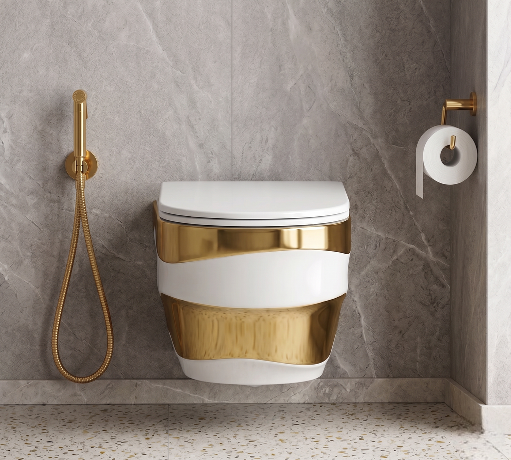 White Gold Art Wall Hang Luxury Commode – WHT-SE03