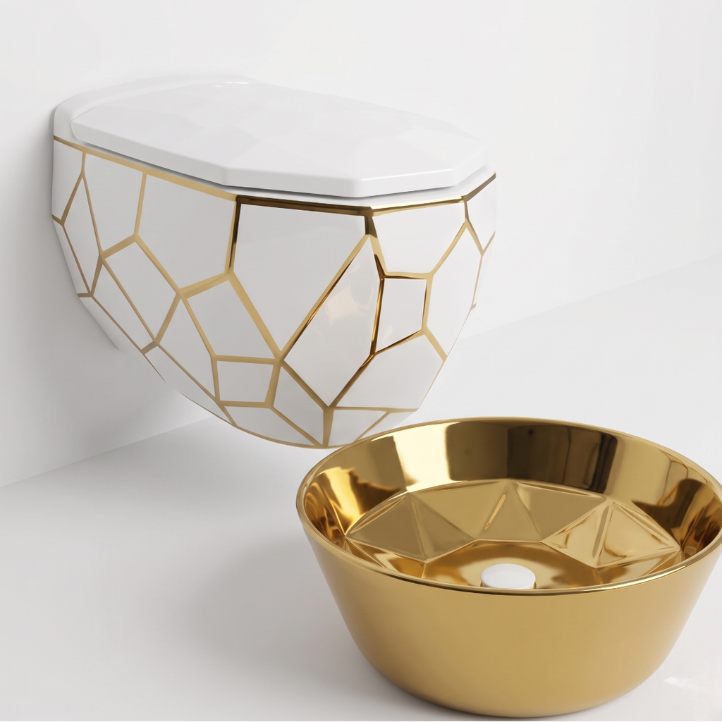 White Gold Luxury Art Wall Hang Commode – WHT-SE11