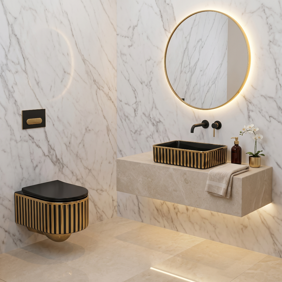 Black Gold Art Wall Hang Luxury Commode – WHT-SE08