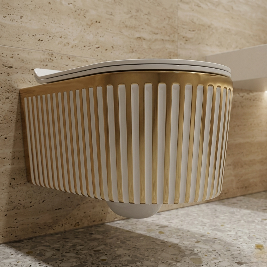 White Gold Luxury Art Wall Hang Commode – WHT-SE10