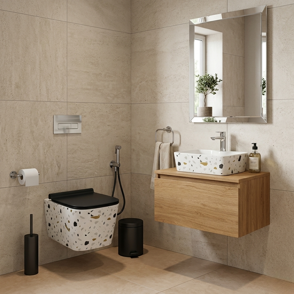Mosaic White Art Wall Hang Luxury Commode – WHT-SE1