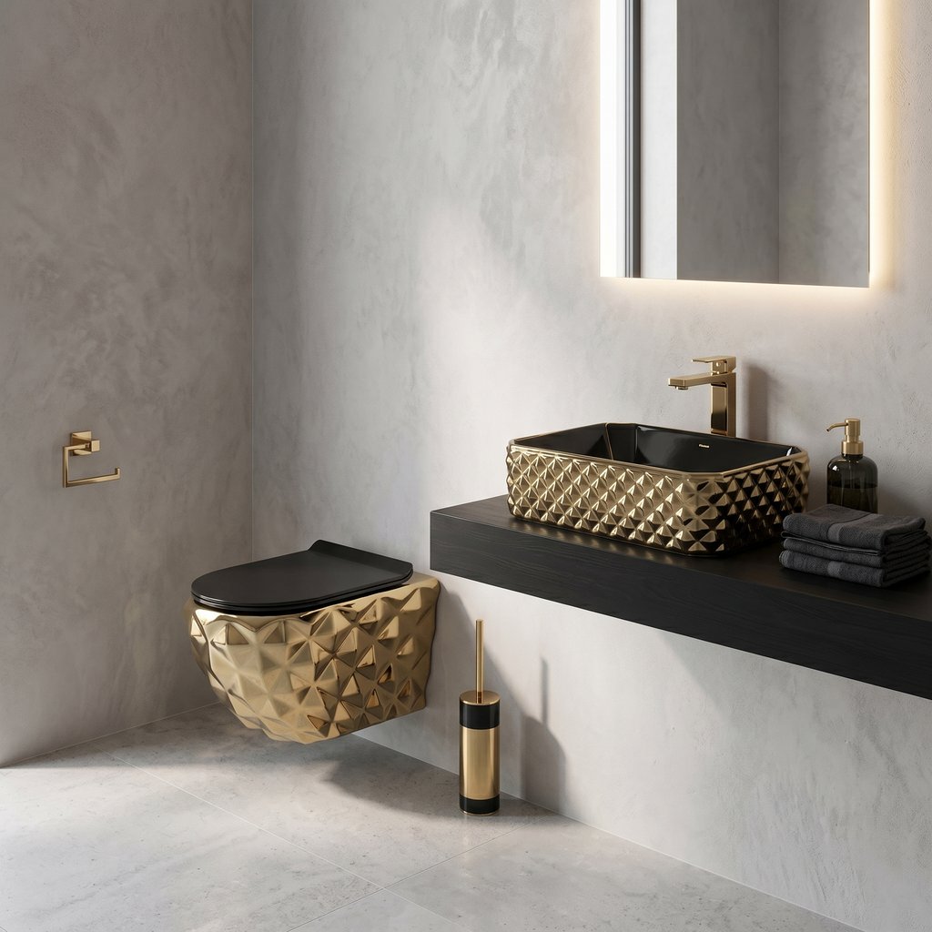 Black Gold Art Wall Hang Luxury Commode – WHT-SE17