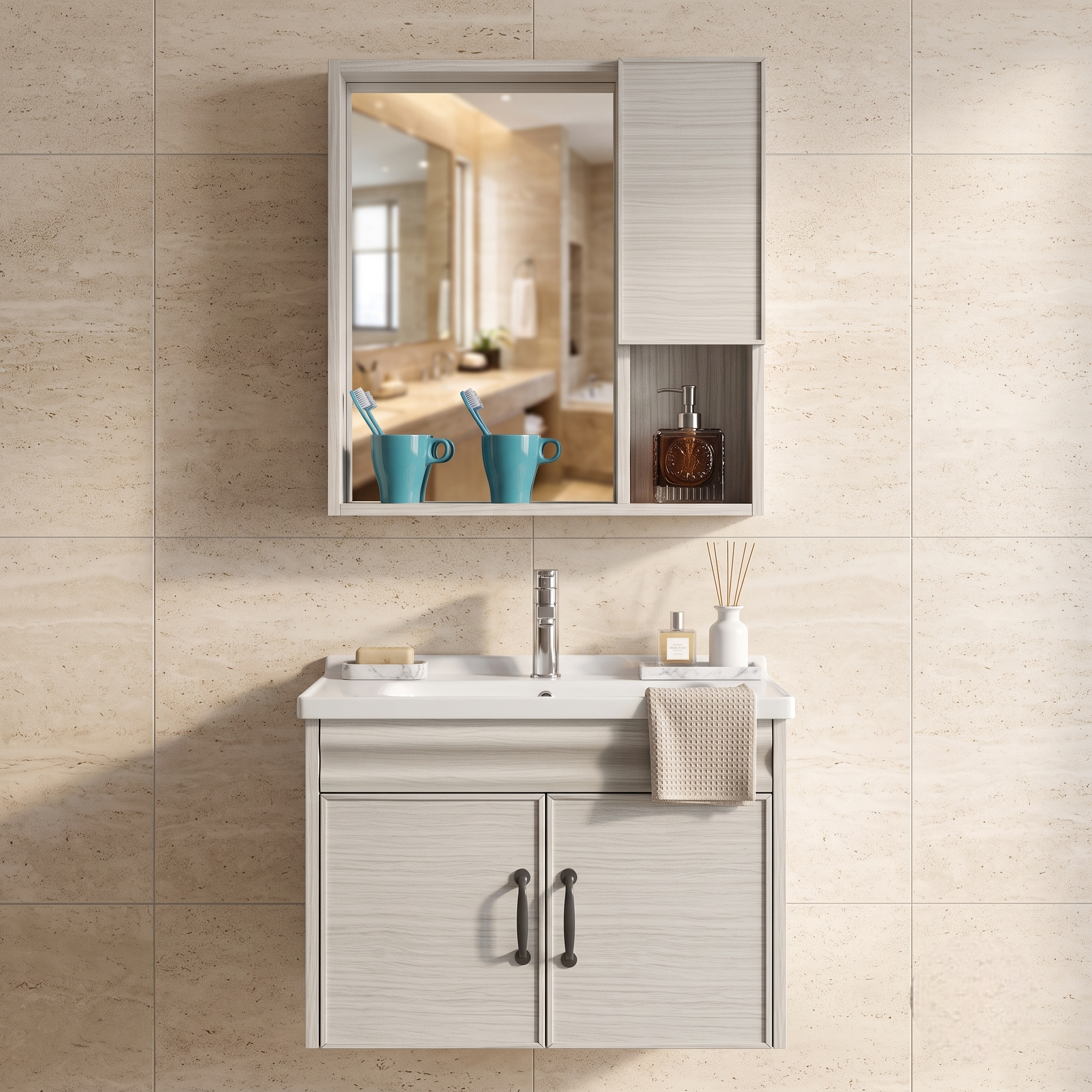 Ivory Premium PVC Cabinet Vanity – 24×20 Inches