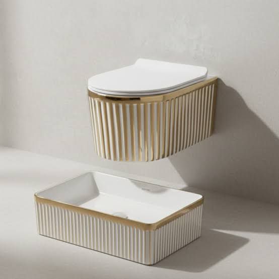 White Gold Luxury Art Wall Hang Commode – WHT-SE10