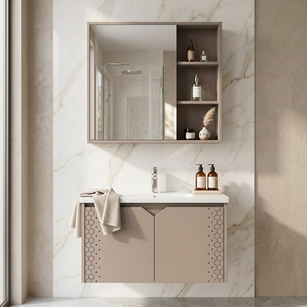 Beige Cabinet Premium PVC Cabinet Vanity – 24×20 Inches