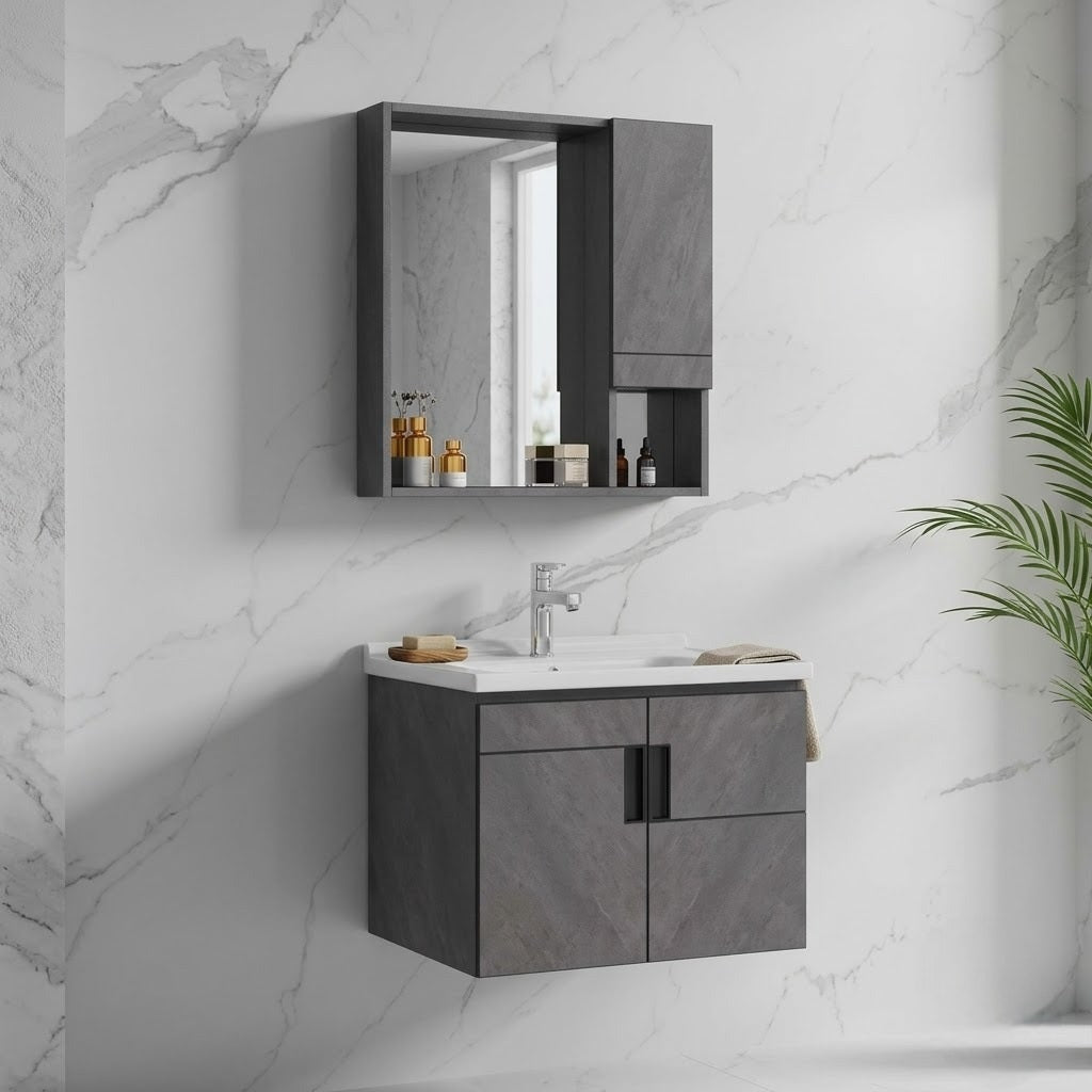 Greyish Black Premium PVC Cabinet Vanity – 24×20 Inches
